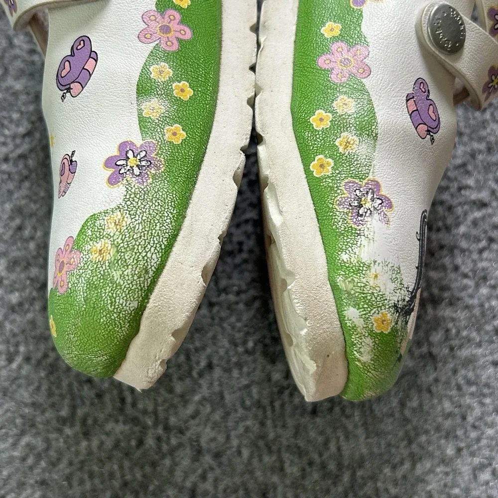 Birki's Shoes Girls Size 13 White Fairy Horse Clog Sandals Buckle Germany